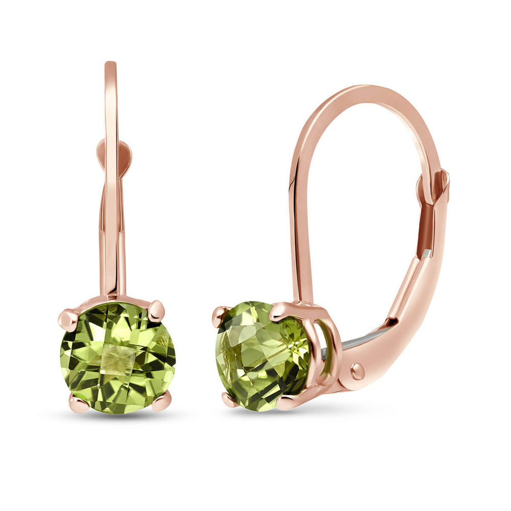 14K. SOLID GOLD LEVERBACK EARRING WITH PERIDOTS (Rose Gold)